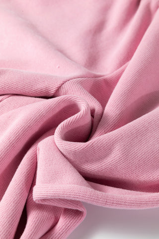 Luke & Estelle Textured Knit Lounge Set – Pink High Neck Relaxed Pant Set