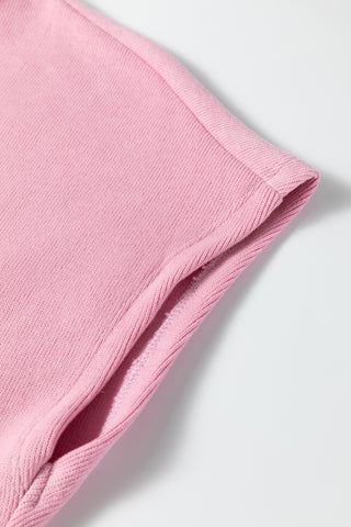 Luke & Estelle Textured Knit Lounge Set – Pink High Neck Relaxed Pant Set