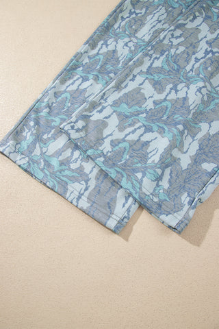 Full-length view of the Blue Muse blue floral wide-leg two-piece set
