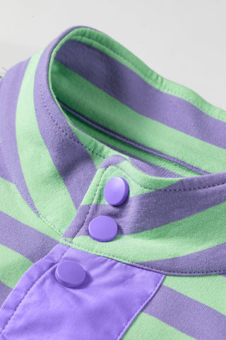 Luke & Estelle Lavender Lime Stripe Pullover Shorts Set