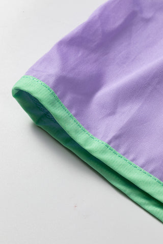 Luke & Estelle Lavender Lime Stripe Pullover Shorts Set