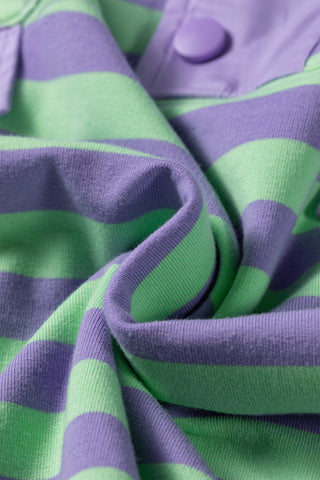 Luke & Estelle Lavender Lime Stripe Pullover Shorts Set