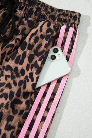 Wild Side Leopard & Pink Stripe Two-Piece Lounge Set