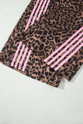 Wild Side Leopard & Pink Stripe Two-Piece Lounge Set