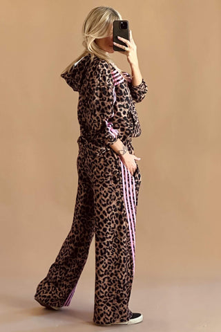 Wild Side Leopard & Pink Stripe Two-Piece Lounge Set