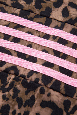 Wild Side Leopard & Pink Stripe Two-Piece Lounge Set
