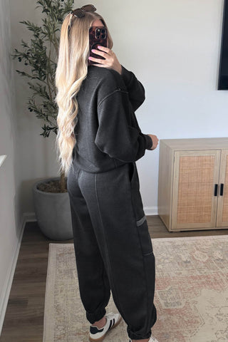 Slow Saturday Washed Charcoal Two-Piece Jogger Set