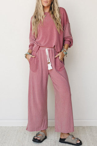 Porch Swing Raw Seam Patchwork Two-Piece Lounge Set