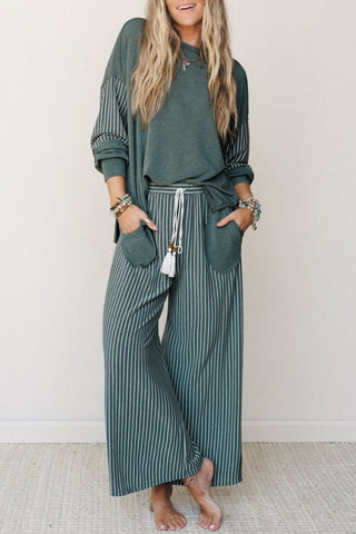 Porch Swing Raw Seam Patchwork Two-Piece Lounge Set