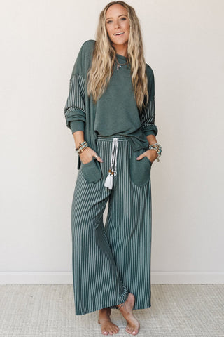Porch Swing Raw Seam Patchwork Two-Piece Lounge Set