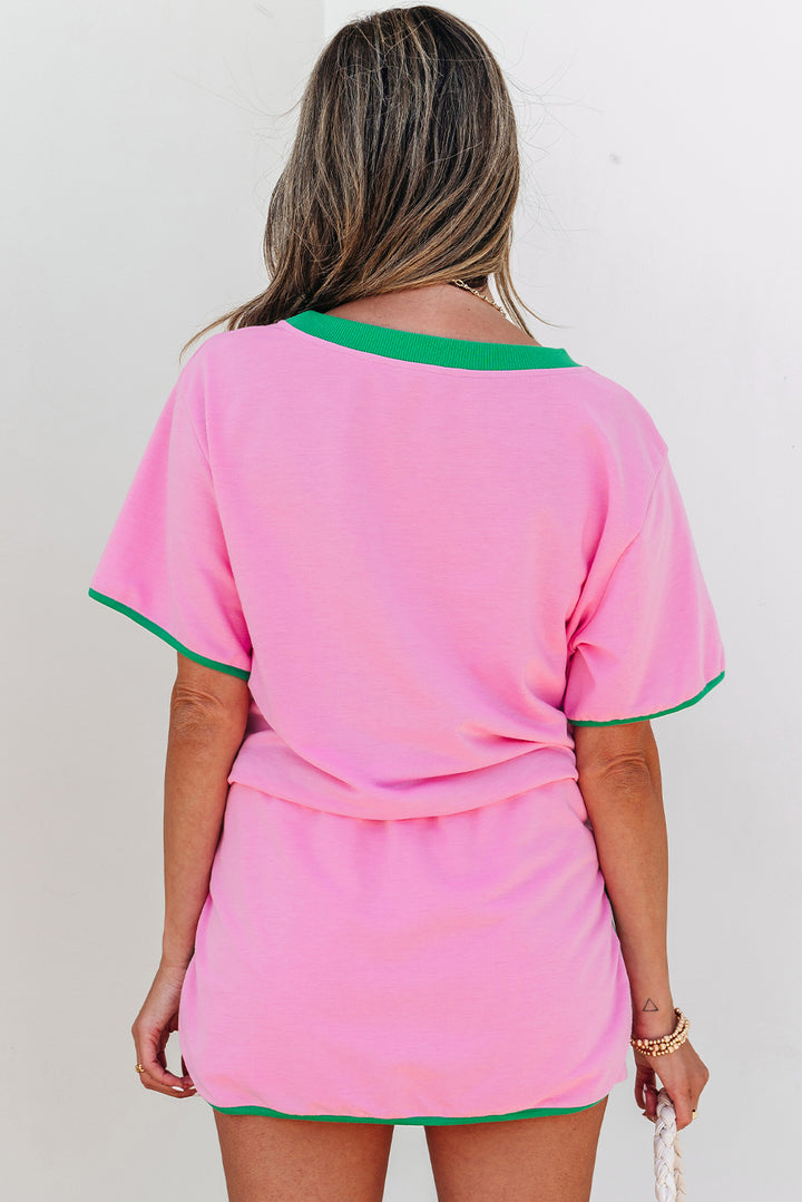 Bubblegum & Kelly Contrast Skort Set