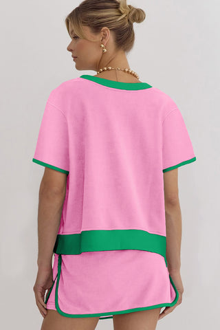Bubblegum & Kelly Contrast Skort Set
