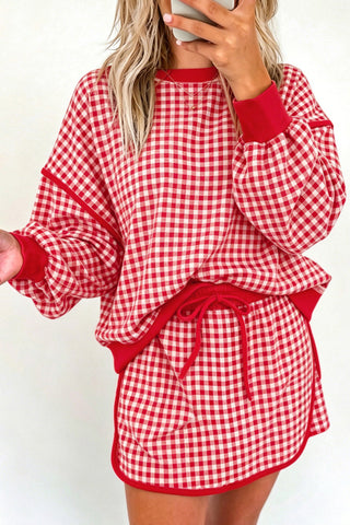 Snow Day Peppermint Gingham Top & Skort Set