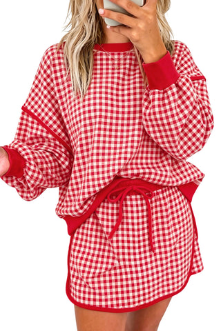 Snow Day Peppermint Gingham Top & Skort Set