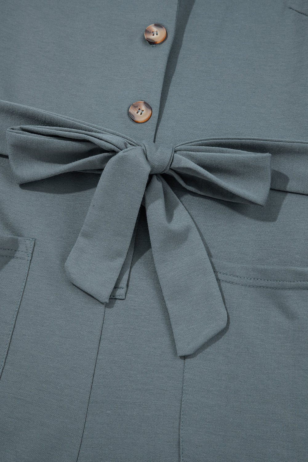 Pocket-Perfect Belted Button Jumpsuit – Slate Blue