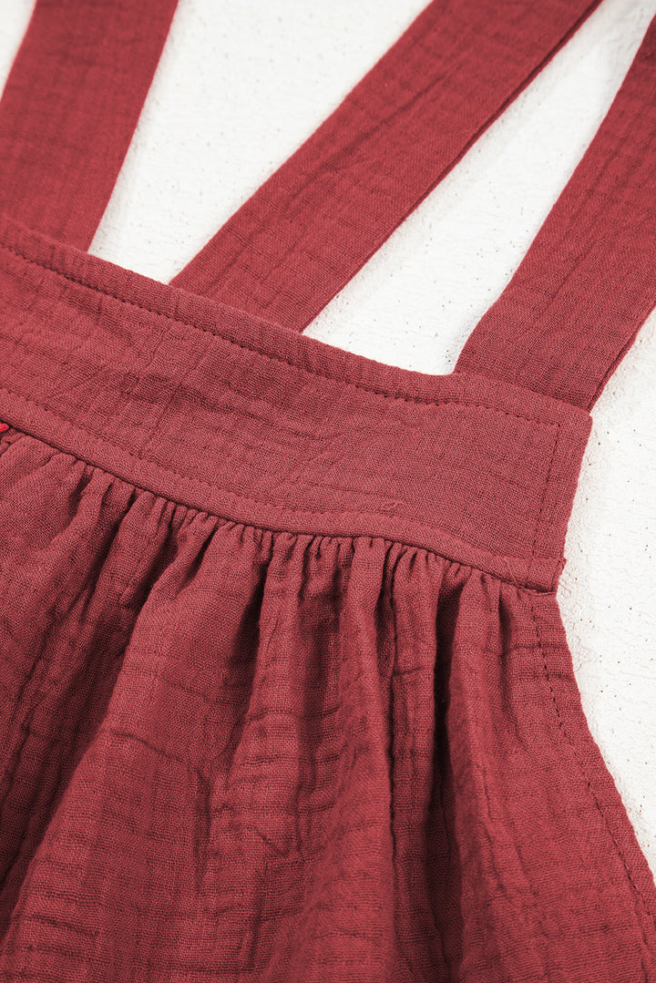 Crimson Comfort Tie-Back Gauze Jumpsuit