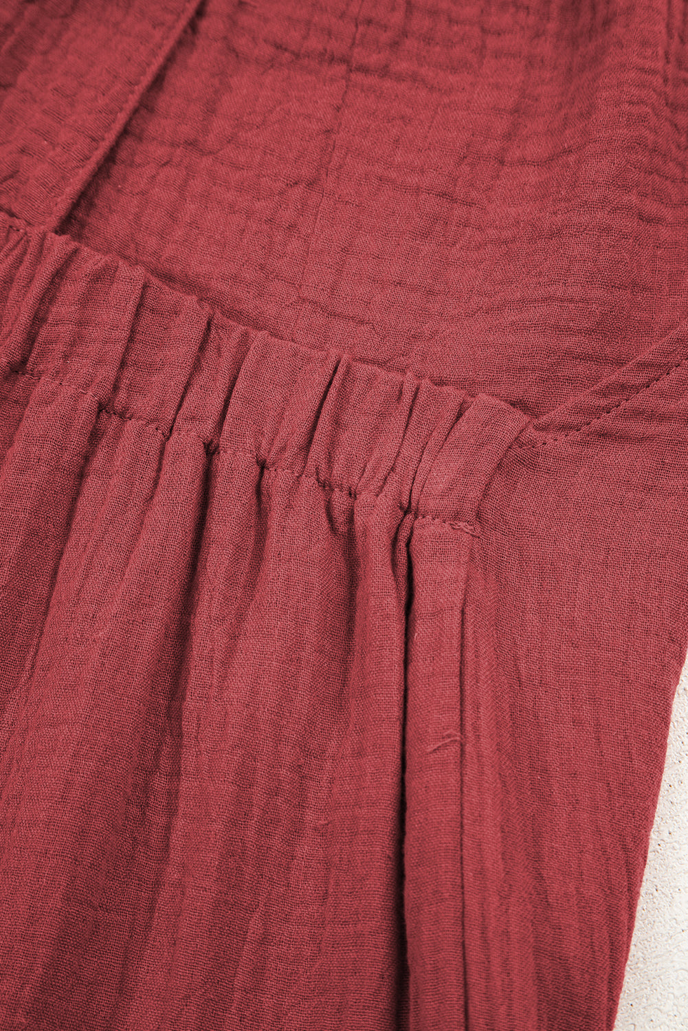 Crimson Comfort Tie-Back Gauze Jumpsuit