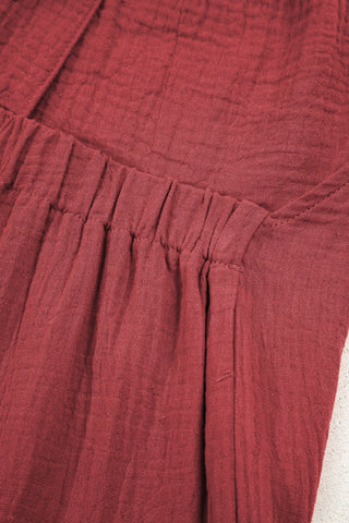 Crimson Comfort Tie-Back Gauze Jumpsuit