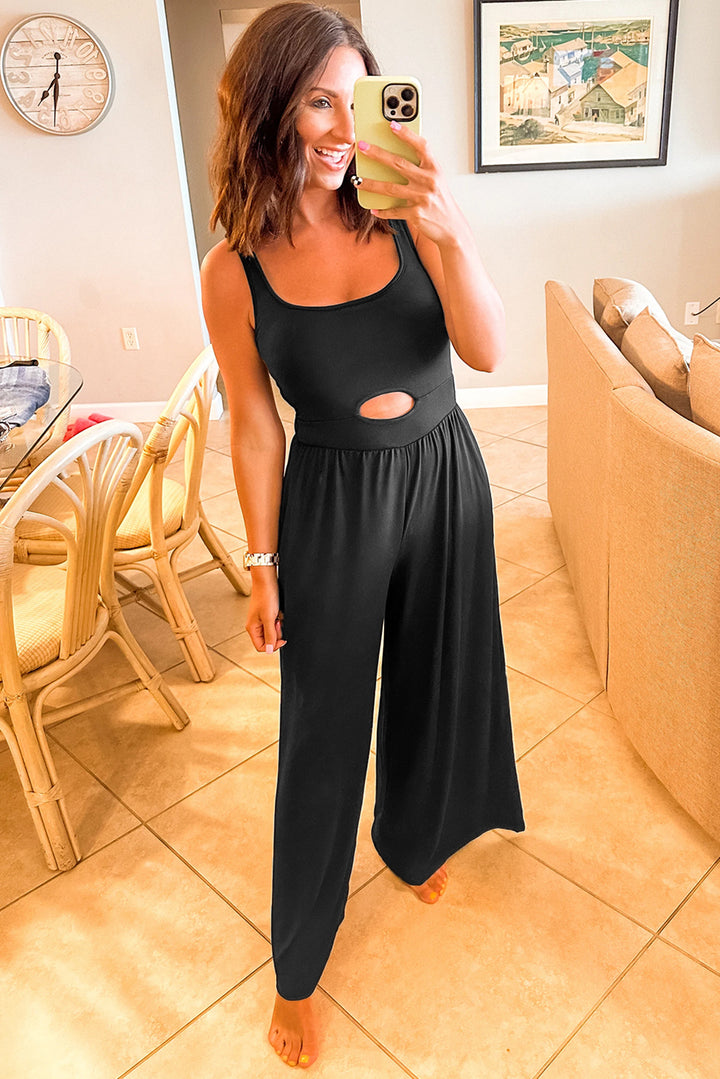 Midnight Keyhole Palazzo Jumpsuit – Black