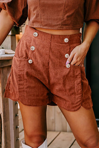 Buttoned-Up Bliss Corduroy Shorts — Luxe Texture, Pocket Perfection
