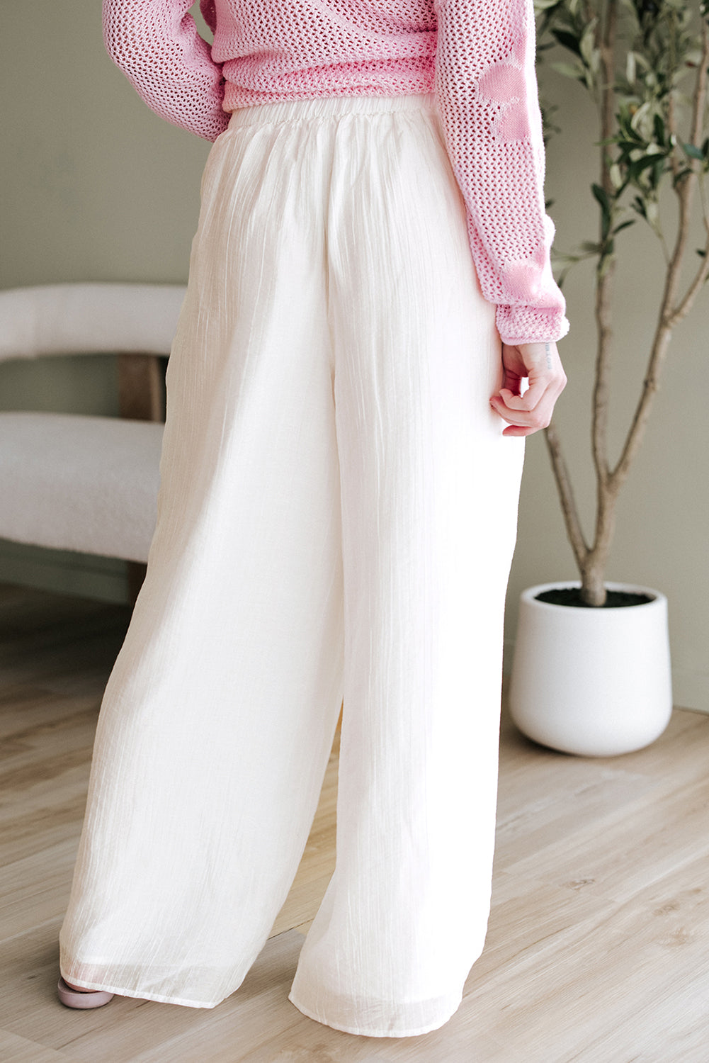 Breeze Away Wide-Leg Gauze Pants – Cloud White