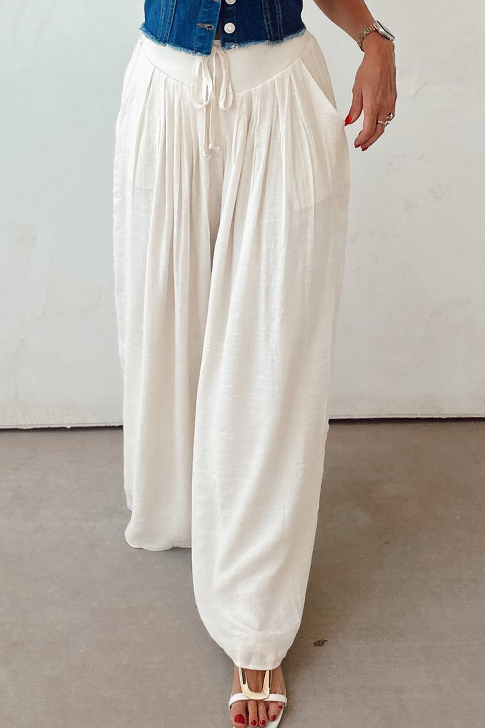 Breeze Away Wide-Leg Gauze Pants – Cloud White