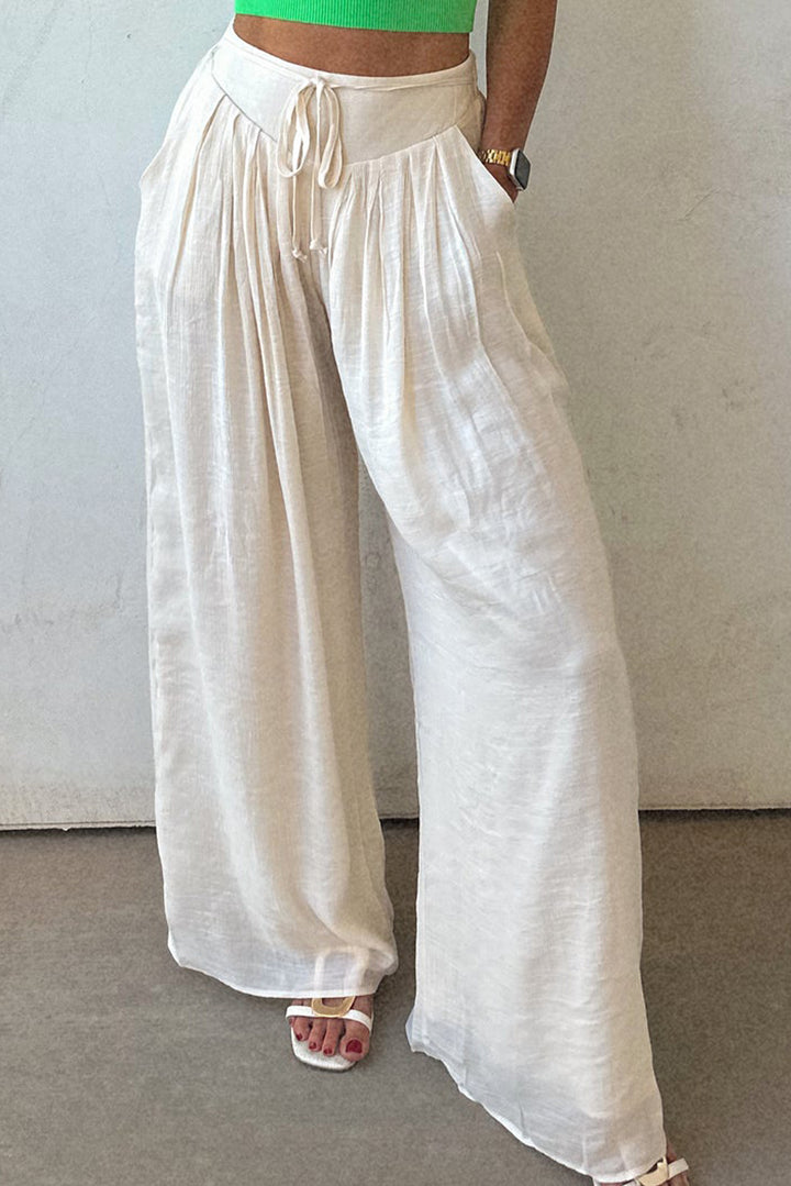 Breeze Away Wide-Leg Gauze Pants – Cloud White