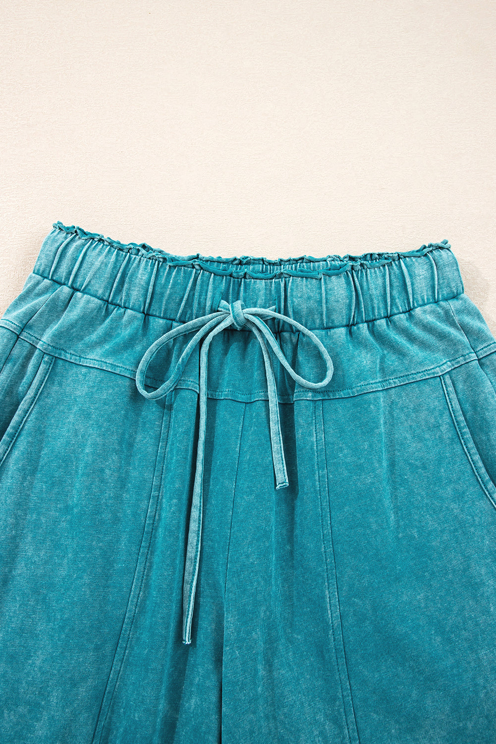 Lake Day Luxe Wide-Leg Drawstring Pants (Teal)