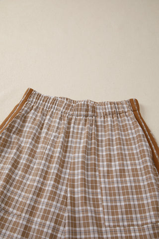 Luke & Estelle Side-Tied Plaid Wide-Leg Pants