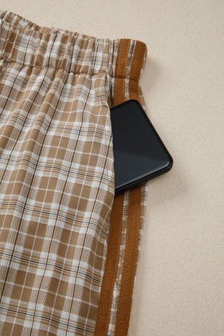 Luke & Estelle Side-Tied Plaid Wide-Leg Pants