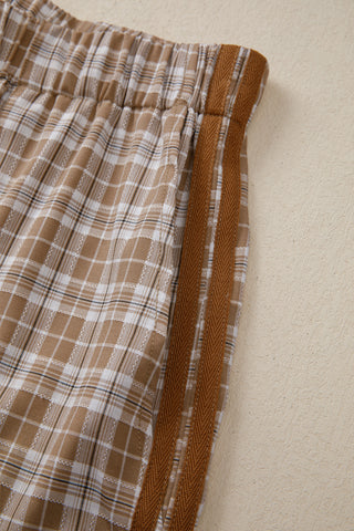 Luke & Estelle Side-Tied Plaid Wide-Leg Pants