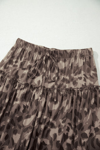 Wild Terrain Ruffle Wide Leg Leopard Print Pants