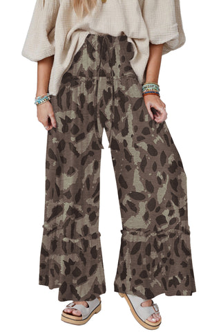 Wild Terrain Ruffle Wide Leg Leopard Print Pants