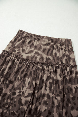Wild Terrain Ruffle Wide Leg Leopard Print Pants
