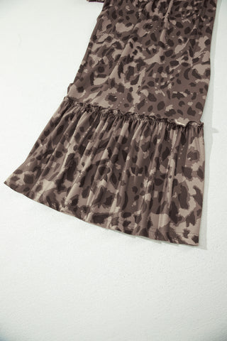 Wild Terrain Ruffle Wide Leg Leopard Print Pants