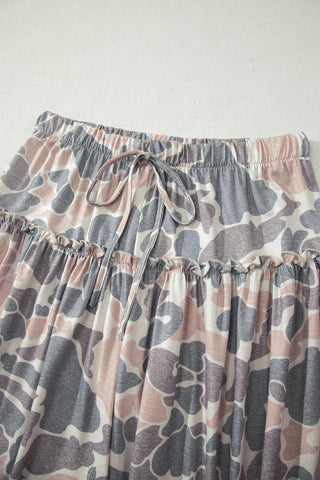 Backroads Camo Ruffle Tier Wide Leg Pants