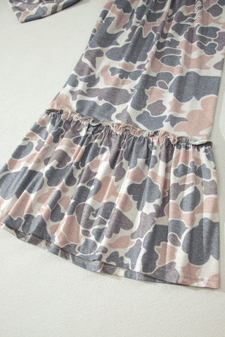 Backroads Camo Ruffle Tier Wide Leg Pants