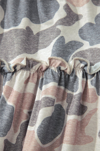 Backroads Camo Ruffle Tier Wide Leg Pants