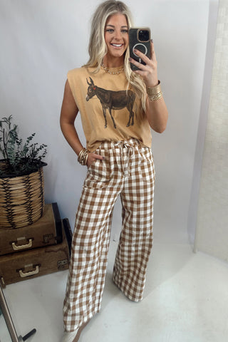 Luke & Estelle Barn Dance Gingham Tie Waist Pants