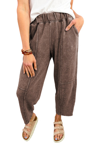 Cocoa Mineral Wash Barrel Leg Pants