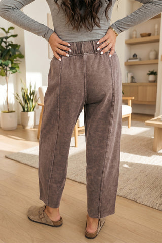 Cocoa Mineral Wash Barrel Leg Pants
