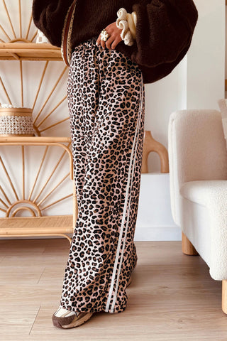 Luke & Estelle Wild Pace Leopard Stripe Wide-Leg Pants