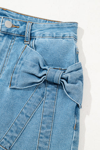 Luke & Estelle Bow Down Denim Mini Skirt
