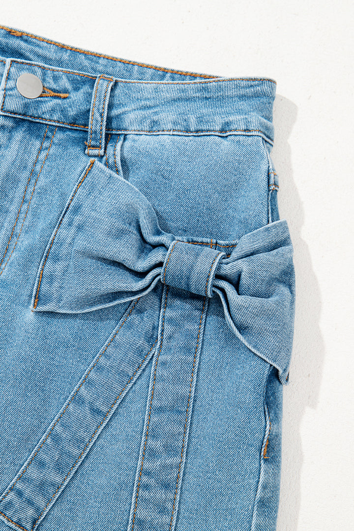 Bow Down Denim Mini Skirt