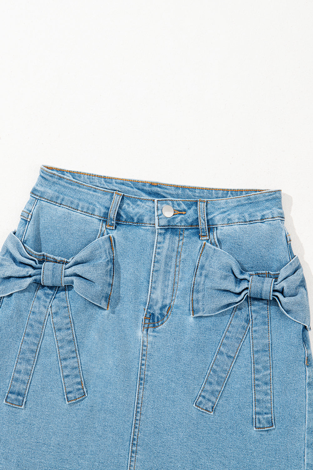 Bow Down Denim Mini Skirt