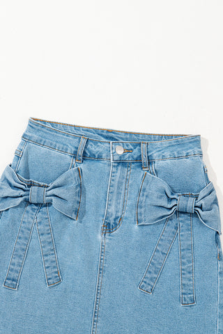 Luke & Estelle Bow Down Denim Mini Skirt