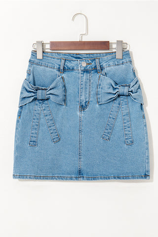 Luke & Estelle Bow Down Denim Mini Skirt