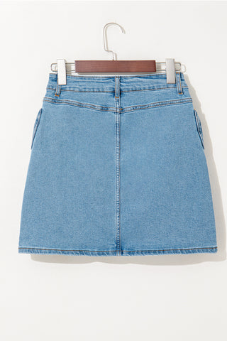Luke & Estelle Bow Down Denim Mini Skirt