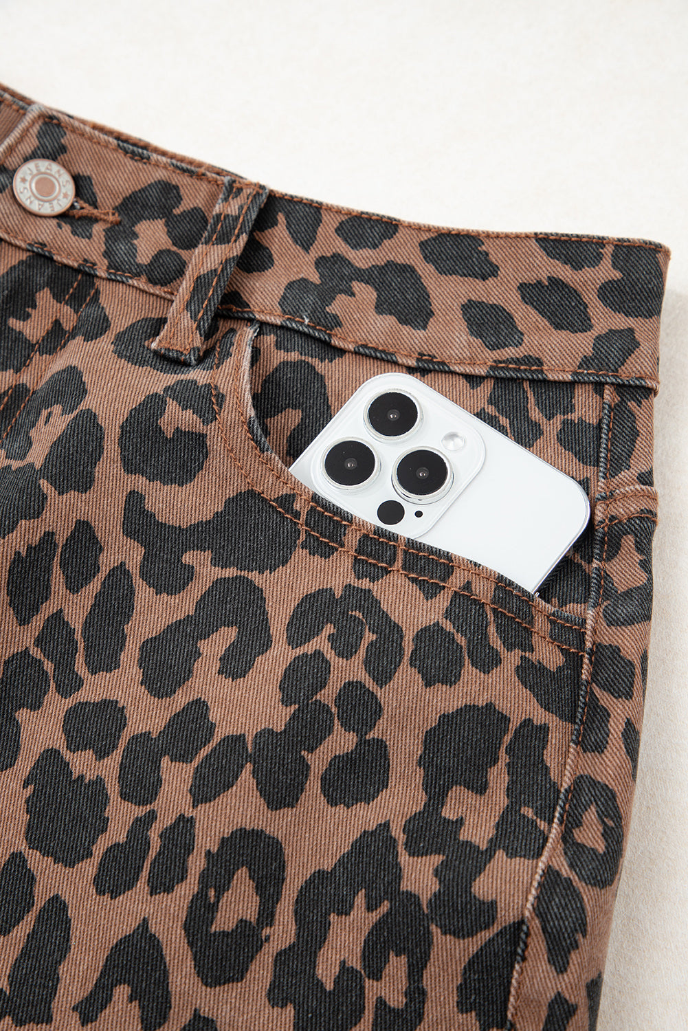 LC78112Luke &; Estelle “Run Wild” Leopard Denim Midi Skirt