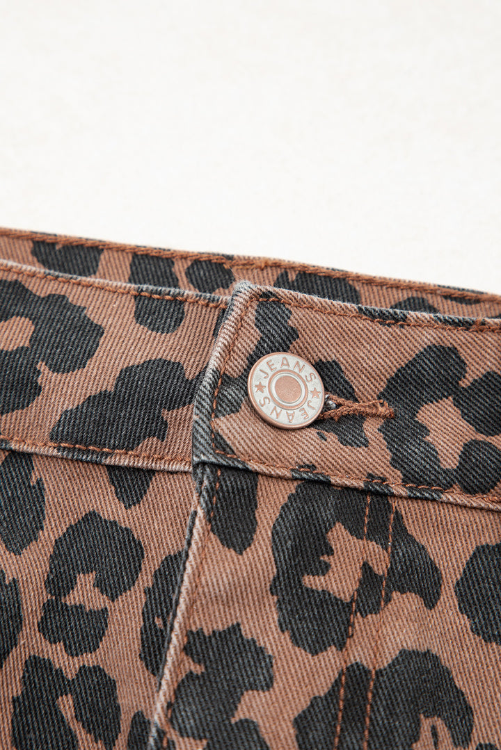 LC78112Luke &; Estelle “Run Wild” Leopard Denim Midi Skirt